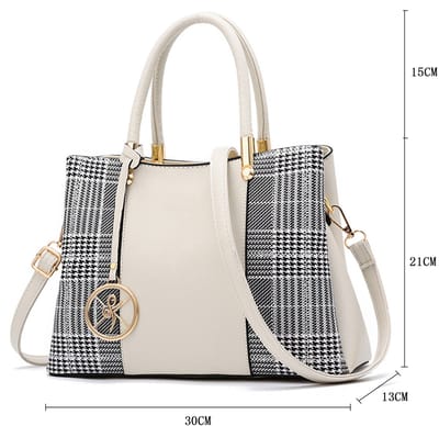 OKWISH Handtassen – Mode Handtas Voor Dames Met Rits En Polyester Voering – Kunstleer – Crèmewit – 30×13×21 Cm