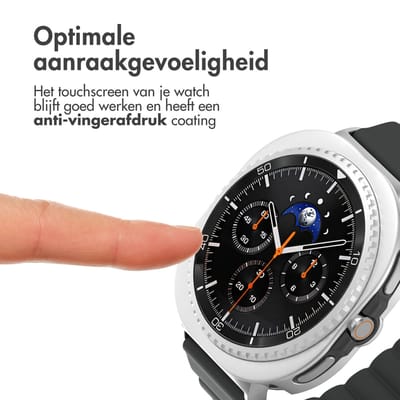 Screen protector - Geschikt voor Samsung Galaxy Watch 8 Classic (46 mm) - Full Cover Hard Case / Beschermend Hoesje - Zilver