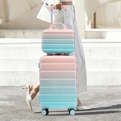 MODFU - 2-Delige Kofferset - Harde Schaal En 360° Wielen - Modern - Voor Reizen - Polycarbonaat - Roze - 20 En 14 Inch