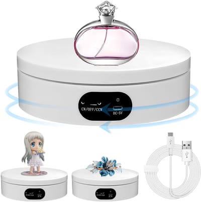Dailygoody - 360 Graden Draaibaar Draaiplateau - Perfect voor Productpresentaties - Wit - Voor Fotografie en Sieraden - Geschikt voor 3D-Modellen en T