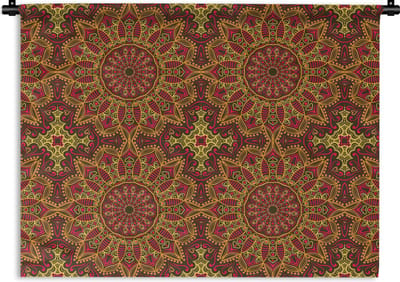 Wandkleed - Mandala - Bohemian - Hippie - Bloemen - Design - Wanddoek - Muurdoek - Katoen - Tapestry - Woondecoratie - Woonkamer - 120x90 cm - Wandtapijt - Wandkleden voor binnen - Muurdecoratie - Muurkleed