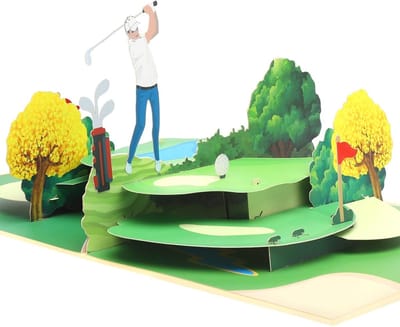 Pop-up Golfkaart voor Verjaardag en Pensioen, 3D Wenskaart voor Golfliefhebbers, Origineel Cadeau voor Golfers