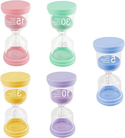 5-delige Zandloperset – 3/5/10/15/30 Minuten Tandborstel Timer, Kleurrijke Zandlopers voor Kinderen, Thuis, Tandenpoetsen en Educatieve Spellen