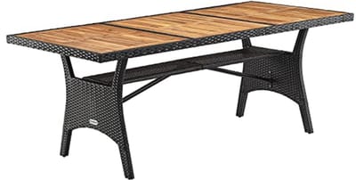 Weerbestendige Tuin Tafel van Acaciahout en Polyrotan 190x90cm