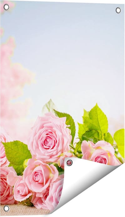 Gards Tuinposter Boeket Roze Rozen Bloemen - 40x60 cm - Tuindoek - Tuindecoratie - Wanddecoratie buiten - Tuinschilderij