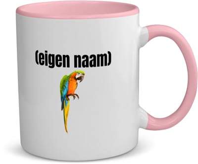 Akyol - papegaai met eigen naam koffiemok - theemok - roze - Papegaai - papegaai liefhebbers - iemand die houdt van papegaaien - verjaardag - cadeau - kado - 350 ML inhoud