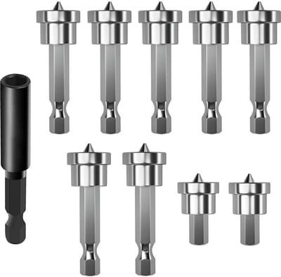 10-delige gipsplaten schroevendraaier bit set met magnetische boorhouder | PH2 bits 25 & 50 mm | 1/4 inch hex | chroom-vanadiumstaal | geschikt voor elektrische & pneumatische schroevendraaiers