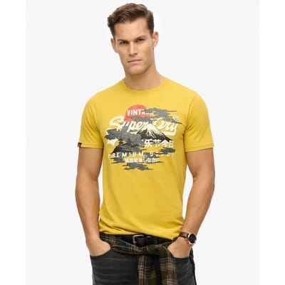 Superdry Vintage Logo Tokyo Relaxed T-shirt Geel Grootte: S