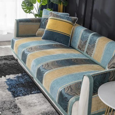 Chenille Gestreept Bankkussen Kussensloop Antislip Slijtvast Banken Handdoek High-End Combinatie Bankhoes voor Alle Seizoenen 70x70cm 1pcs