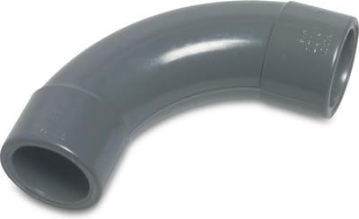 Mega Bocht 90° PVC-U 25 mm lijmmof 16bar grijs