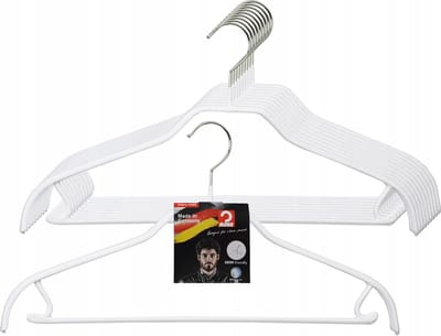 [Set van 5] MAWA 41FRS - metalen kledinghangers met broeklat, rokhaken en witte anti-slip coating