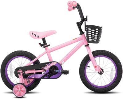 Kinderfiets – Voor meisjes van 3–10 jaar – Met zijwieltjes, kettingbeschermer en mandje – 36 cm / 41 cm / 51 cm wielen, roze
