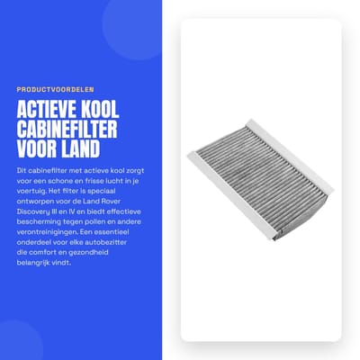 Dailygoods- Cabinefilter met actieve kool - Autopollenfilter - Compatibel met Land Rover Discovery III - LR023977 - 268mm x 158mm x 30mm - Geurverwijdering - Luchtfilter