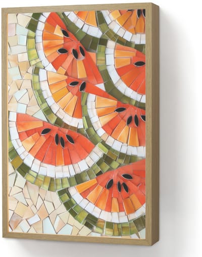 Wandlamp 40x60 cm - Oplaadbaar - Mozaïek - Watermeloen - Rood - Pitten - Wandlampen binnen woonkamer - Slaapkamer lamp - Decoratieve nachtlamp - Vloerlamp draadloos