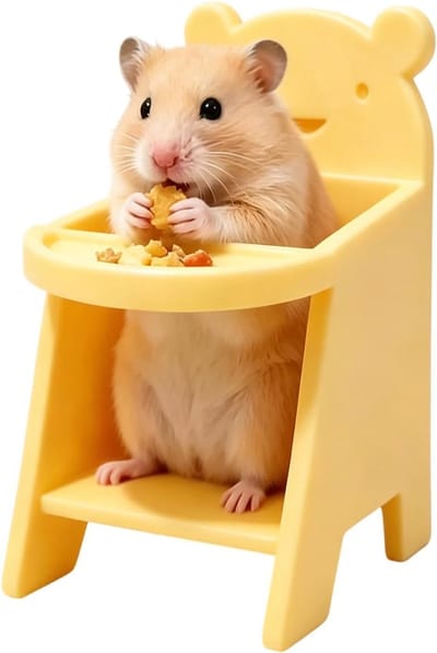 Hamster voederstoel - Knaagdier meubel - Veilig voeren - Zitplaats decoratie - 6x8x11.5 cm - Geel