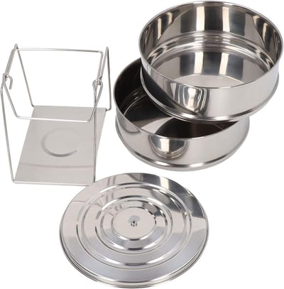 Stoompan Roestvrij Staal - Stoomkoker Steamer - Gezond Koken - Stapelbaar Twee Niveaus - 20 x 20 x 17 cm