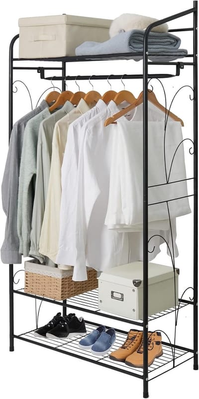 Famanu - Open metalen kledingrek 161x79x36 cm zwart