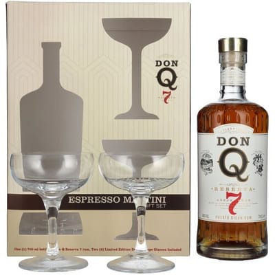 Don Q Rum Don Q RESERVA Añejo 7 Años Puerto Rican Rum 40% Vol. 0,7l in geschenkverpakking met 2 Bril