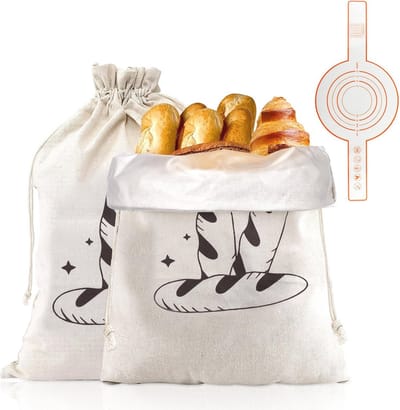 Linnen Broodzakken Pack van 2 44 x 30 cm Herbruikbare Broodzak voor Vers Brood
