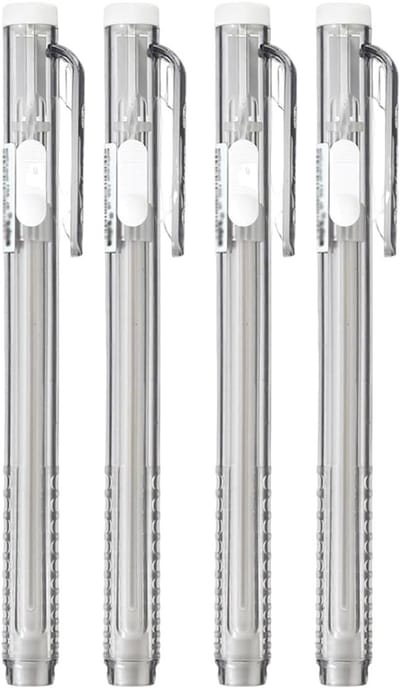 Retractable Gum Set voor Tekeningen, Schrijven en Kantoor - 4 Stuks in Penstijl, Ideaal voor School en Creatieve Projecten