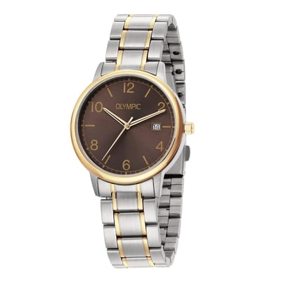 Olympic OL80HSS001B Henri Heren Horloge - Mineraalglas - Staal - Zilverkleurig - 37 mm breed - Quartz - Vouw/Vlindersluiting - 5 ATM (douchen)