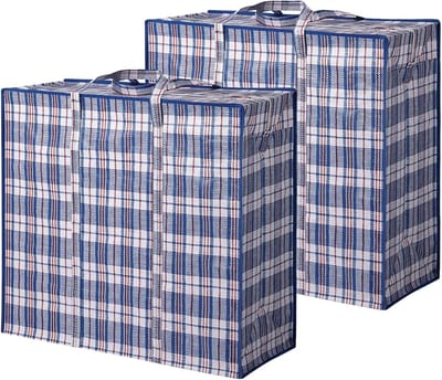 QTTVBTNA -2 stuks grote opbergtassen met ritssluiting – extra sterke verhuis- en kledingtassen – herbruikbare opvouwbare opbergzakken voor dekens, kussens, kleding en beddengoed