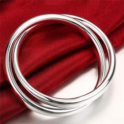 Retro Eenvoudige Glanzende Armband Mode Trendy Twee Ringen Armbanden Zilveren Armbanden black