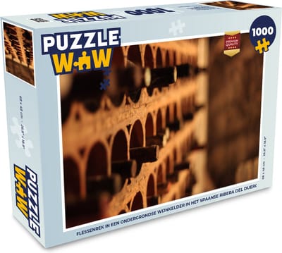 Puzzel Flessenrek in een ondergrondse wijnkelder in het Spaanse Ribera del Duero - Legpuzzel - Puzzel 1000 stukjes volwassenen