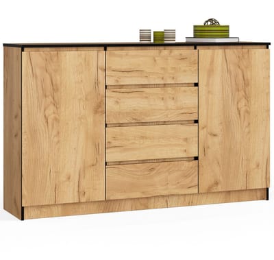 Ladekast K160 met 4 Lades en 2 Deuren / AKORD Furniture Factory / Craft Eik / 160 x 99 x 40 cm