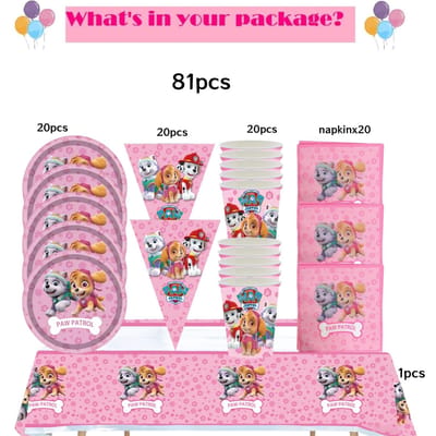Roze Paw Patrol Verjaardagsfeest Decoratie Skye Wegwerp Servies Tafelkleed Bord Folie Ballonnen Babyborrel Meisjes Feestartikelen