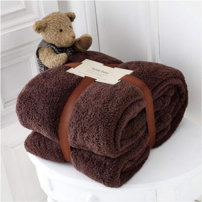 Luxe Teddy Plaid – Extra Zacht en Warm Fleece Deken voor Bank of Bed – 130x180 cm Chocoladebruin
