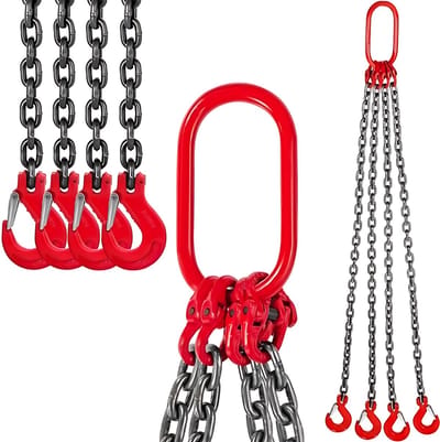Kettingslinger - 4 ton - Rateltakel - katrol takel - Kettingtakel lier - 2.8m Hefhoogte - Hefboomtakel - Vier poot stalen haak