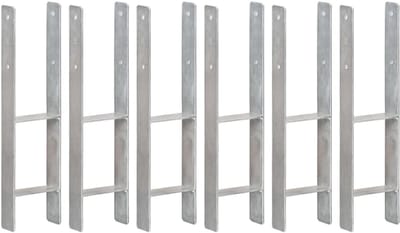 Grondankers Set - Paalsteunen Beugels - Tuin Verstevigen - Gegalvaniseerd Staal - 60 cm Lengte - Zilverkleurig
