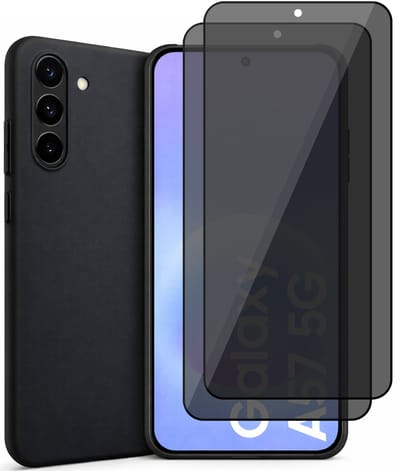 Hoesje geschikt voor Samsung Galaxy A57 – MatteShield Back Cover – Zwart – 2 Stuks Privacy Screenprotector Full Cover