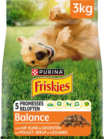 4x Friskies Balance droogvoer voor honden - kip, rund & groenten - 3000g