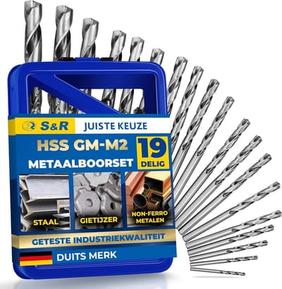 19-delig Metaalboorset – Hoogwaardige HSS-M2 Snelstaal Boren met Centreerpunt voor Diverse Materialen