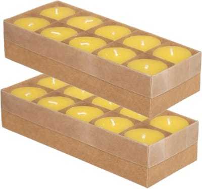 20x stuks Citronella stomp kaarsjes 7 branduren geel - Geurkaarsen citrus geur