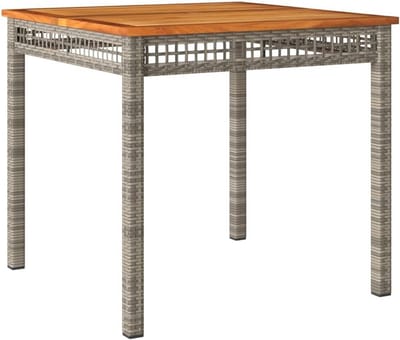 Tuin- en Balkontafel 80x80 cm - Weerbestendig Poly Rattan en Acacia Hout