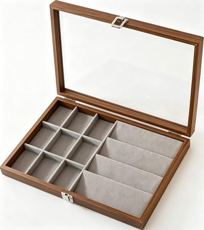 Sieradendoos Hout - Juweel Opberger - Sieraden Organiseren - Transparant Deksel - Grote Capaciteit - Zwart Bruin