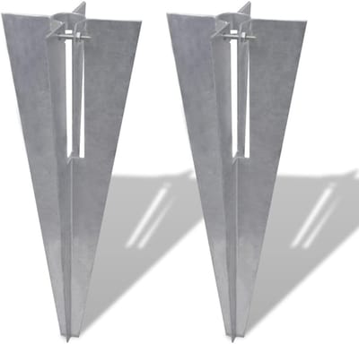 Hekwerk Ankerpunten - Grondpennen - Hekwerk Bevestigen - Verzinkt Roestbestendig - 2 Stuks - Zilver