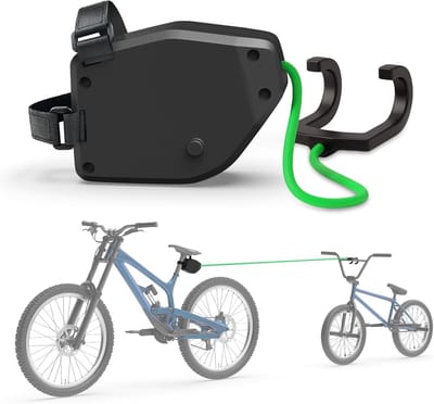 Fietstouw voor kinderen - Fietsgids - Veilig fietsen leren - Intrekbaar ontwerp - 25 meter - Zwart