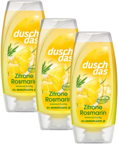 Duschdas Douchegel Zitrone Rosmarin - Voordeelverpakking | 3x 225ml - Citroen - Rozemarijn | Verzorgend en Ontspannend - Crèmedouche