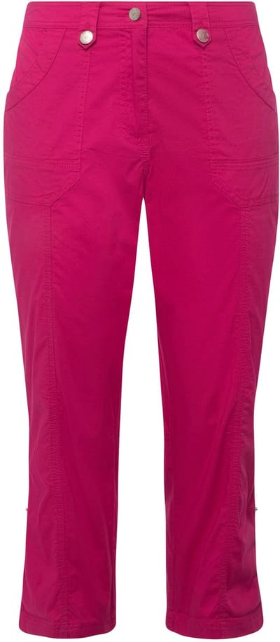 Ulla Popken - Dames - 7/8-cargohose oprolbandje voor broekspijp - Fuchsiaroze - Maat 62