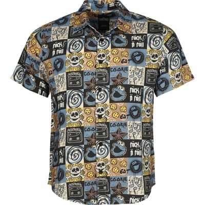 Sesame Street Shirt met korte mouwen - Cookie Monster - Krümelmonster - Hawaii - S tot XXL - voor Mannen - meerkleurig