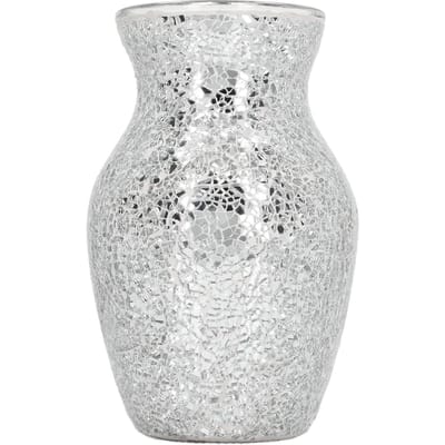 Mozaïek Vaas Glanzend Stijlvol Mozaïek Glas Bloemenvaas Decoratie voor Woonkamer Eetkamer Slaapkamer white