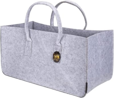 Vilten Tas - Opbergmand Handtas - Boodschappen Dragen - Stevige Handgrepen - 50x25x25cm - Lichtgrijs