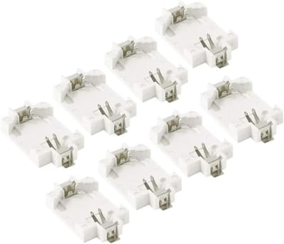 Batterijhouder - Knoopcel houder - Apparaten Voeden - Kunststof Behuizing - 8 stuks - Off-white
