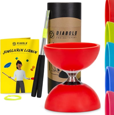 Diabolo Jongleerset - Jongleerspeelgoed - Vrijetijds Jongleren - Kogelgelagerd - 105 mm 120 mm - Rood