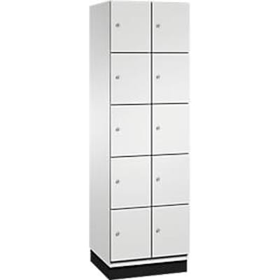 C+P Cambio lockerkast, 2 vakken, 10 vakken, met plint, B 600 x D 525 x H 1980 mm, lichtgrijs