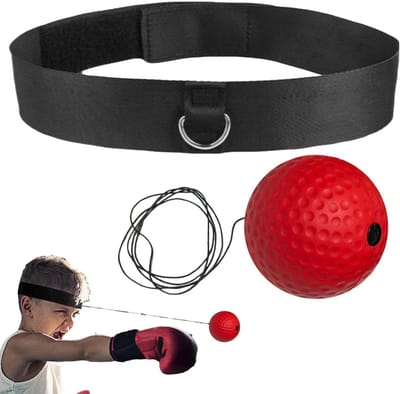 Boksreflexbal Met Hoofdband - Trainingsbal Reactiesnelheid - Verbeteren Coördinatie - Zacht Lichtgewicht Materiaal - 6 Cm Bal - Rood